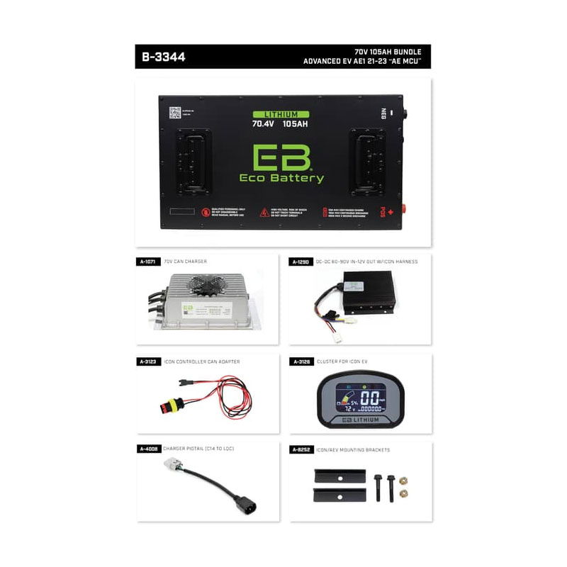 Advanced EV1 2021-2023 Eco Lithium 70v 105Ah “AE MCU” Battery Bundle