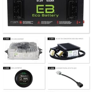 Club Car Carryall Eco Lithium 51v 105Ah Battery Bundle - Skinny