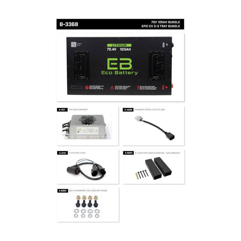 Epic Carts 3-3 Configuration Eco Lithium 70V 105Ah Battery Bundle