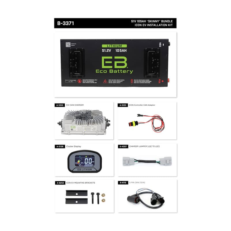 ICON EV 2021-2023 Eco Lithium 51v 105Ah "ICON MCU" Battery Bundle - Skinny