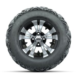12” GTW Vampire Black and Machined Wheels with 23” Barrage Mud Tires – Set of 4