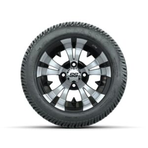 12” GTW Vampire Black and Machined Wheels with Excel Lo-Pro Street Tires – Set of 4