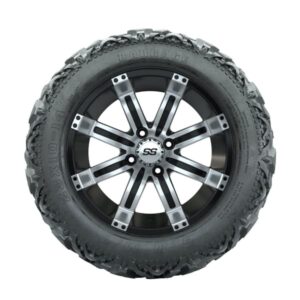 14” GTW Tempest Black and Machined Wheels with 23” Barrage Mud Tires – Set of 4