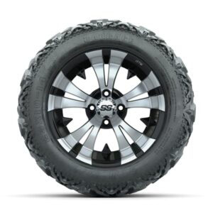 14” GTW Vampire Black and Machined Wheels with 23” Barrage Mud Tires – Set of 4