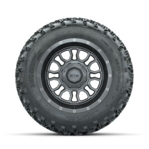 GTW Volt Gunmetal/Machined 12 in Wheels with 22x11.00-12 Rogue All Terrain Tires – Full Set