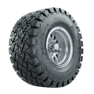 GTW Medusa Machined/Silver 10 in Wheels with 22 in Timberwolf Mud Tires - Set of 4