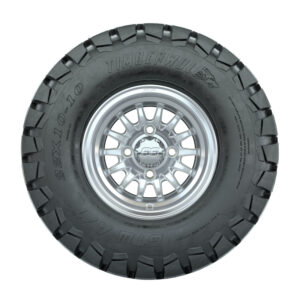 GTW Medusa Machined/Silver 10 in Wheels with 22 in Timberwolf Mud Tires - Set of 4