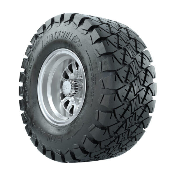 GTW Medusa Machined/Silver 10 in Wheels with 22 in Timberwolf Mud Tires - Set of 4