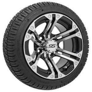 GTW Specter Black and Machined Wheels with 18in Fusion DOT Approved Street Tires - 12 Inch