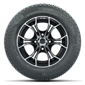 GTW Spyder Machined/Black 12 in Wheels with 215/50-R12 Fusion S/R Street Tires – Full Set
