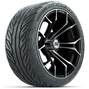 GTW Spyder Machined/Black 15 in Wheels with 215/40-R15 Fusion GTR Street Tires – Full Set