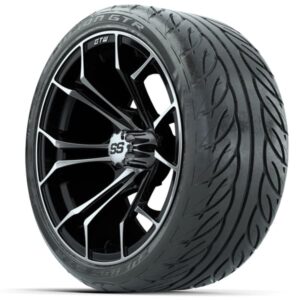 GTW Spyder Machined/Black 15 in Wheels with 215/40-R15 Fusion GTR Street Tires – Full Set