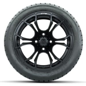 GTW Spyder Matte Black 14 in Wheels with 225/30-14 Mamba Street Tires – Full Set