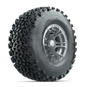 GTW Spyder Silver Brush 10 in Wheels with 22×11-10 Duro Desert All Terrain Tires – Full Set