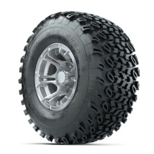 GTW Spyder Silver Brush 10 in Wheels with 22×11-10 Duro Desert All Terrain Tires – Full Set