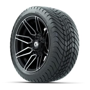 GTW® Stealth Black/Machined 12 in Wheels with 215/35-12 Mamba Street Tires – Full Set