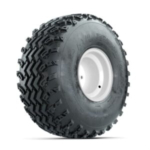 GTW Steel White 2:5 Offset 8 in Wheels with 22×11.00-8 Rogue All Terrain Tires – Full Set