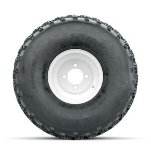 GTW Steel White 2:5 Offset 8 in Wheels with 22×11.00-8 Rogue All Terrain Tires – Full Set