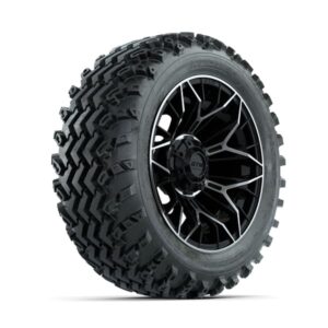 GTW Stellar Machined/Black 14 in Wheels with 23×10.00-14 Rogue All Terrain Tires – Full Set