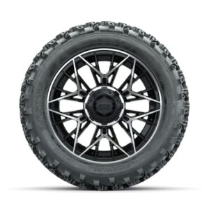 GTW Stellar Machined/Black 14 in Wheels with 23×10.00-14 Rogue All Terrain Tires – Full Set