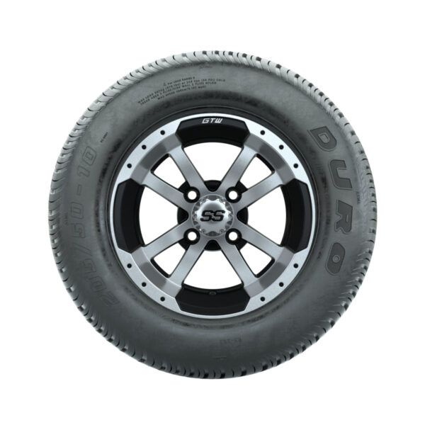 GTW Storm Trooper Machined/Black 10 in Wheels with 205/50-10 Duro Lo-Pro Street Tires - Set of 4