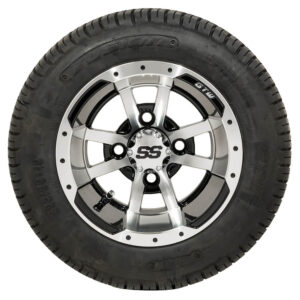 GTW Storm Trooper Machined/Black 10 in Wheels with 205/50-10 Fusion Street Tires - Set of 4