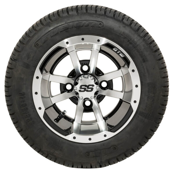 GTW Storm Trooper Machined/Black 10 in Wheels with 205/50-10 Fusion Street Tires - Set of 4