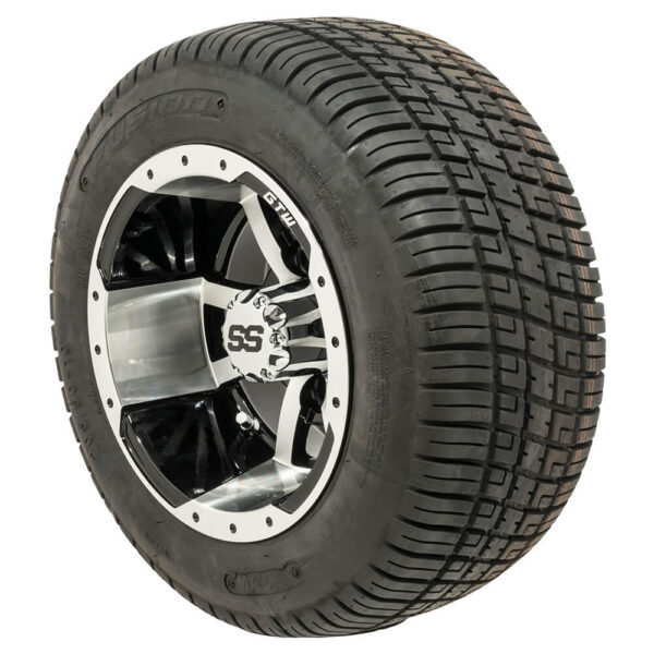GTW Storm Trooper Machined/Black 10 in Wheels with 205/50-10 Fusion Street Tires - Set of 4