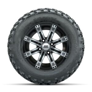 GTW Tempest Machined/Black 12 in Wheels with 23×10.00-12 Rogue All Terrain Tires – Full Set