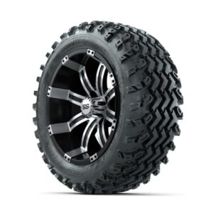GTW Tempest Machined/Black 14 in Wheels with 23×10.00-14 Rogue All Terrain Tires – Full Set