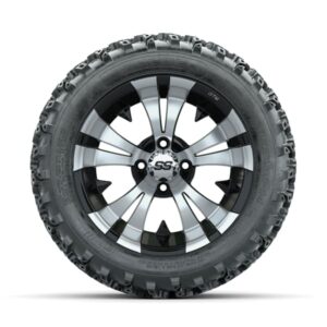 GTW Vampire Machined/Black 14 in Wheels with 23×10.00-14 Rogue All Terrain Tires – Full Set