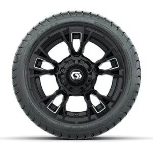 GTW® Vandal Matte Black/Machined 12 in Wheels with 215/35-12 Mamba Street Tires – Full Set