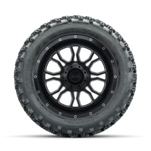 GTW Volt Machined/Black 14 in Wheels with 23×10.00-14 Rogue All Terrain Tires – Full Set