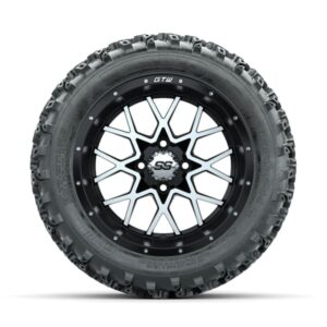 GTW Vortex Machined/Matte Black 14 in Wheels with 23×10.00-14 Rogue All Terrain Tires – Full Set