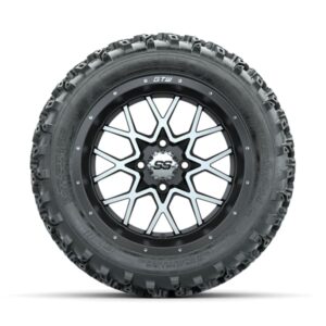 GTW Vortex Machined/Matte Grey 14 in Wheels with 23×10.00-14 Rogue All Terrain Tires – Full Set