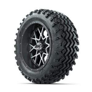 GTW Vortex Machined/Matte Grey 14 in Wheels with 23×10.00-14 Rogue All Terrain Tires – Full Set