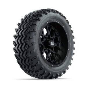 GTW Vortex Matte Black 14 in Wheels with 23×10.00-14 Rogue All Terrain Tires – Full Set