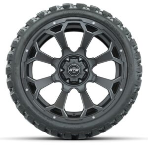 Set of (4) 15″ GTW Raven Matte Gray Wheels with 23x10-R15 Nomad All-Terrain Tires