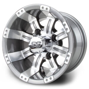 10" Tempest Gunmetal Black Golf Cart Wheel