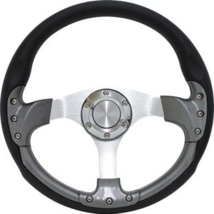 2004-Up Club Car Precedent - GTW 14 Inch Pursuit Carbon Fiber Steering Wheel with Chrome Adaptor Kit