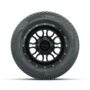 Set of (4) 12 in GTW® Volt Machined & Black Wheels with 215/50-R12 Fusion S/R Street Tires