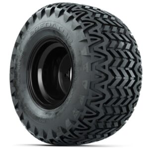Set of (4) 10 in Matte Black Steel Offset Wheels with 22x11-10 Predator All Terrain Street Tires