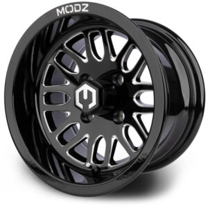 MODZ® 12" Mayhem Glossy Black with Ball Mill Golf Cart Wheel