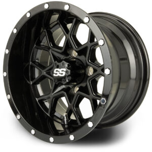 MODZ® Classic 12" Vortex Glossy Black Golf Cart Wheel