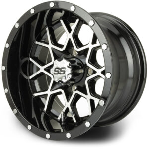 MODZ® Classic 12" Vortex Machined Black Golf Cart Wheel