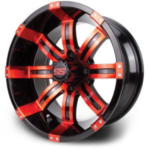 MODZ® Classic 14" Tempest Red and Black Golf Cart Wheel