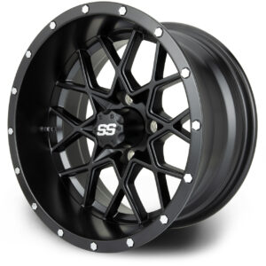 MODZ® Classic 14" Vortex Matte Black Golf Cart Wheel
