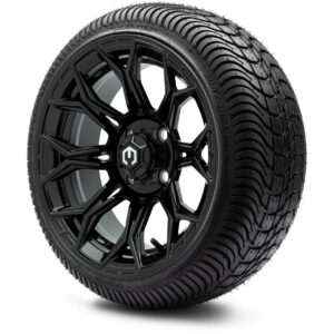 MODZ® 14" Halo Glossy Black Wheels & Street Tires Combo