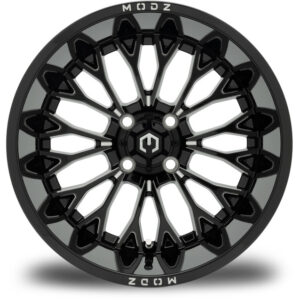MODZ® Convict Glossy Black with Ball Mill 15x10" Golf Cart Wheel