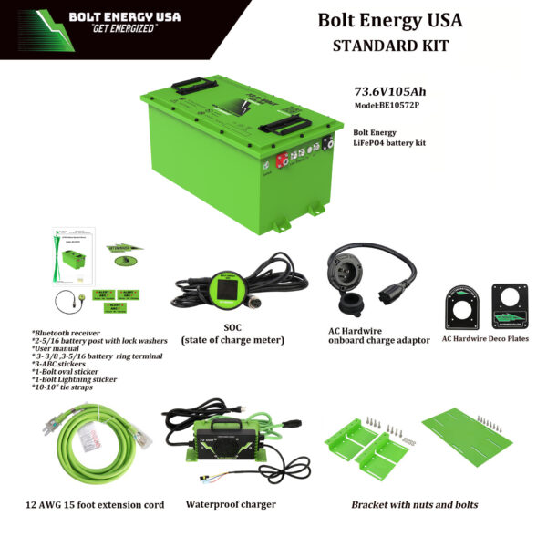 Bolt Energy USA Battery 72-Volt / 105-AH Standard Kit “Power” - What's included